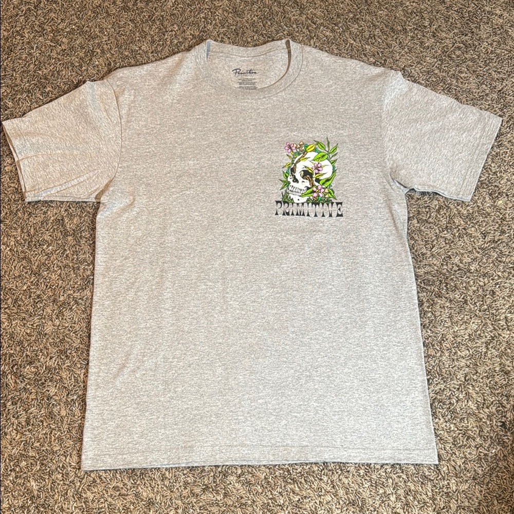 Primitive Gray Short Sleeve Tee with Graphic Design